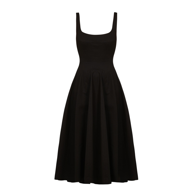 Mid Length Poplin Dress Black by Avenue 8