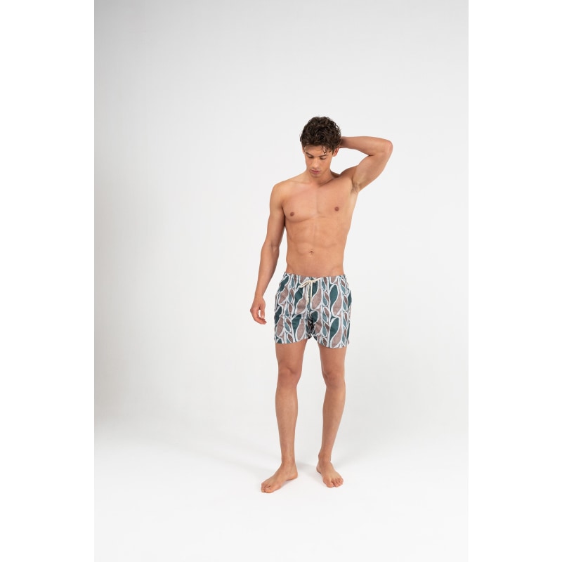 Straight Leg Mid Length Recycled Printed Swim Shorts Fish Print