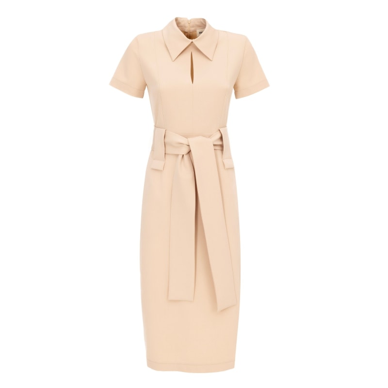 Thumbnail of Midi Dress With Belt Beige image