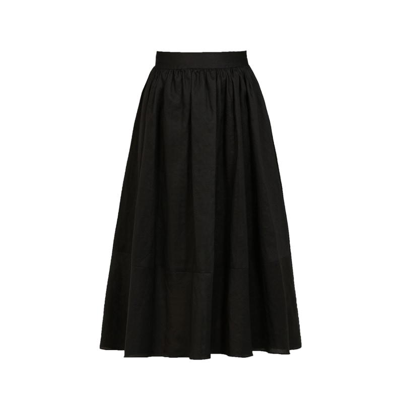 Midi Lenght Linen Skirt Black by Avenue 8