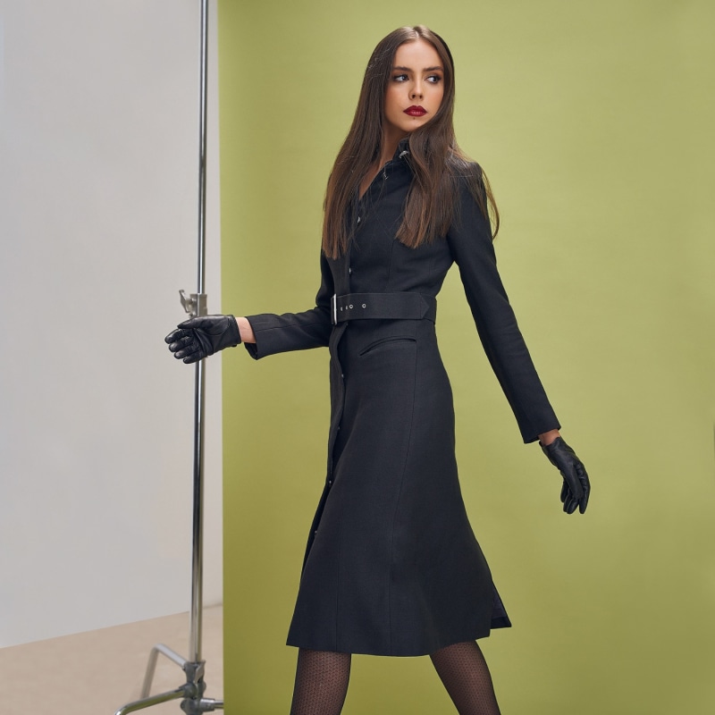 Black midi wool coat new arrivals