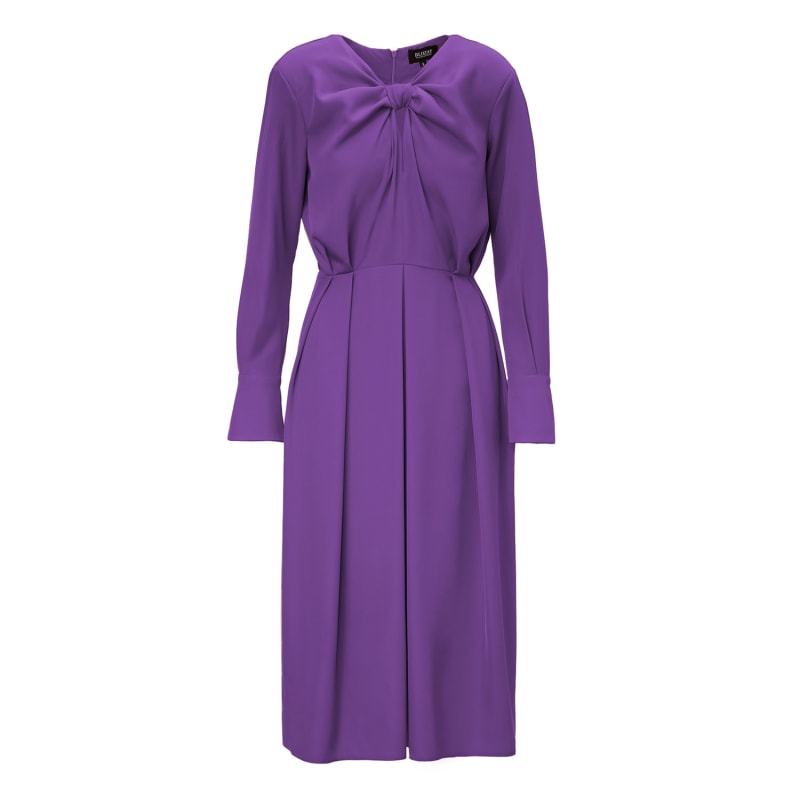 Midi Purple Dress With Ring Detail And Pleats | BLUZAT | Wolf & Badger