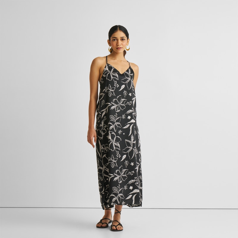 Thumbnail of Midi Slip Dress In Black Florals image