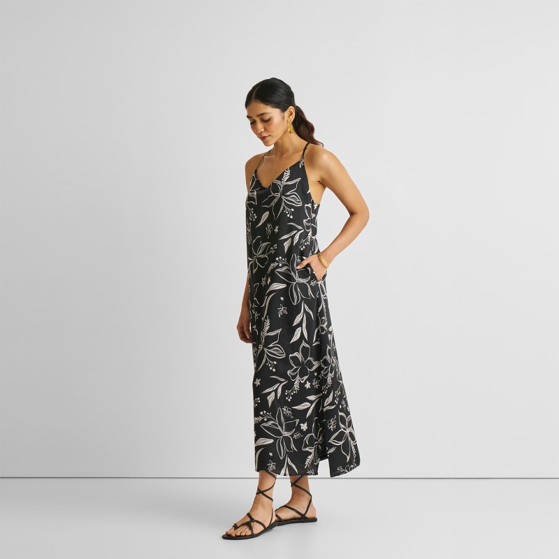 Thumbnail of Midi Slip Dress In Black Florals image