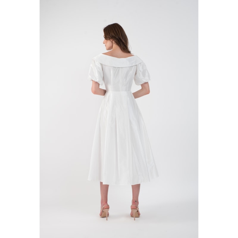 Thumbnail of Midi Taffeta Wedding Dress With Cropped Shoulders image