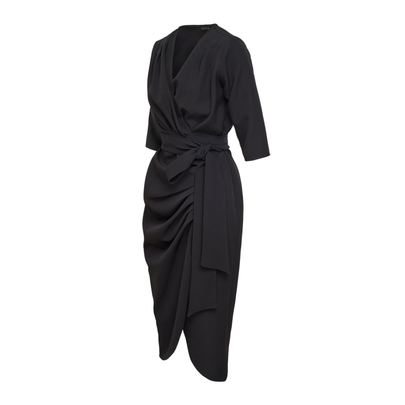 Midi Wrap Dress With Three Quarter Sleeves | concept A trois | Wolf ...