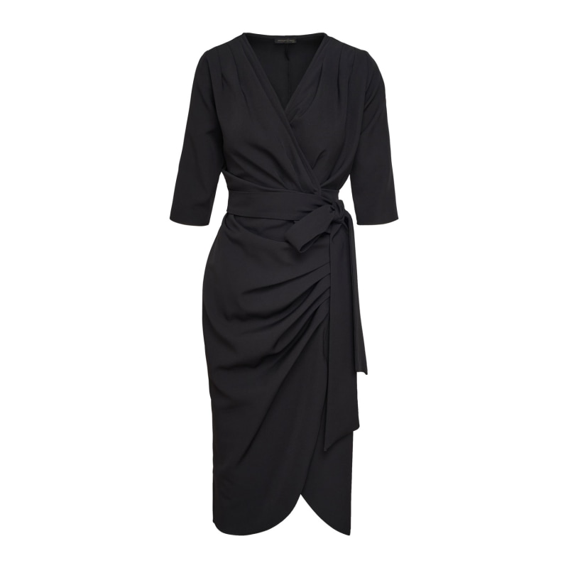 Midi Wrap Dress With Three Quarter Sleeves | concept A trois | Wolf ...