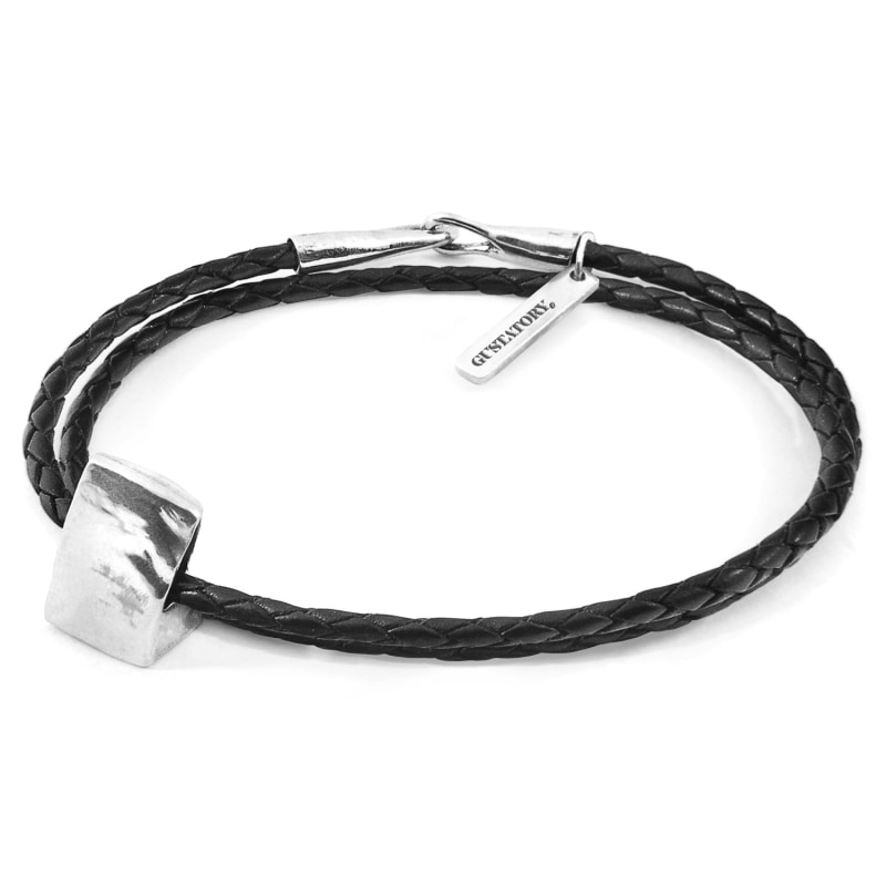 Thumbnail of Midnight Black Gustatory Coffee Bag Silver & Braided Leather Bracelet image