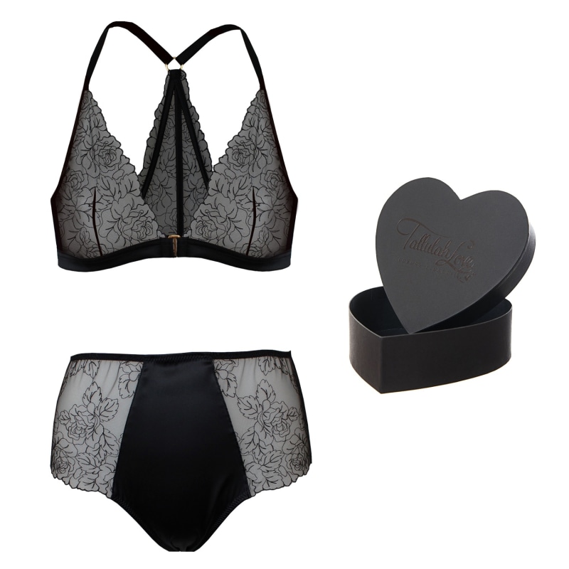 Thumbnail of Midnight Rose Gift Set: Bralette,High-Waisted Brief & Heart Box image