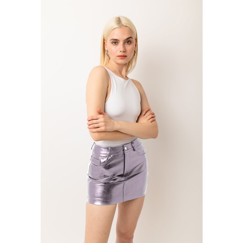 Thumbnail of Milena Ice Lilac Metallic Mini Skirt image