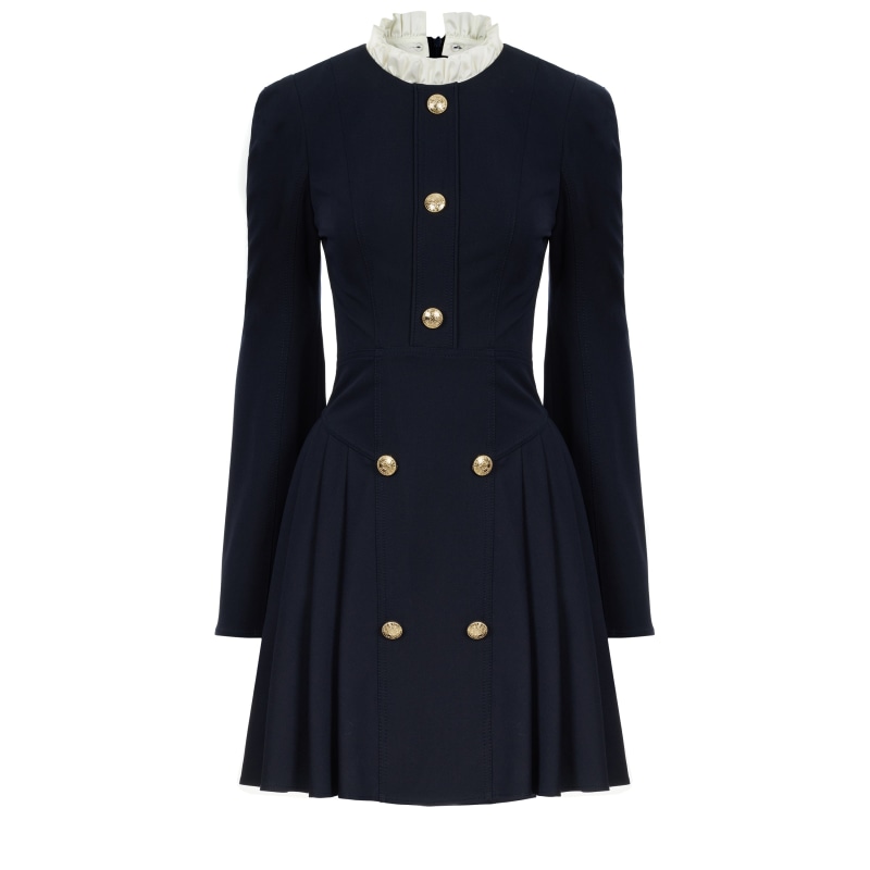 Military Buttoned Mini Dress NOCTURNE Wolf Badger