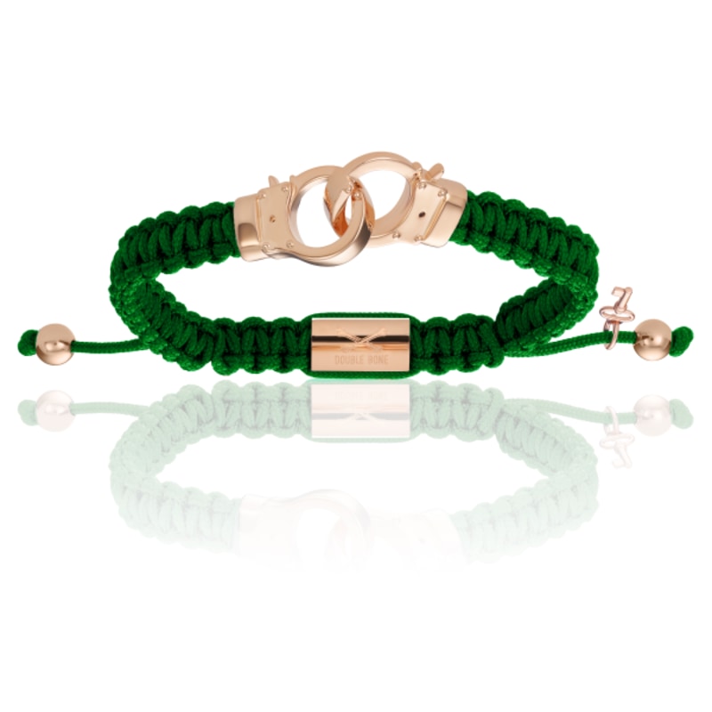 Thumbnail of Pink Gold Hand-Cuff With Military Green Polyester Bracelet Unisex image