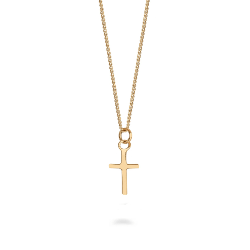 Mini Cross Necklace Gold Vermeil Lime Tree Design Wolf Badger