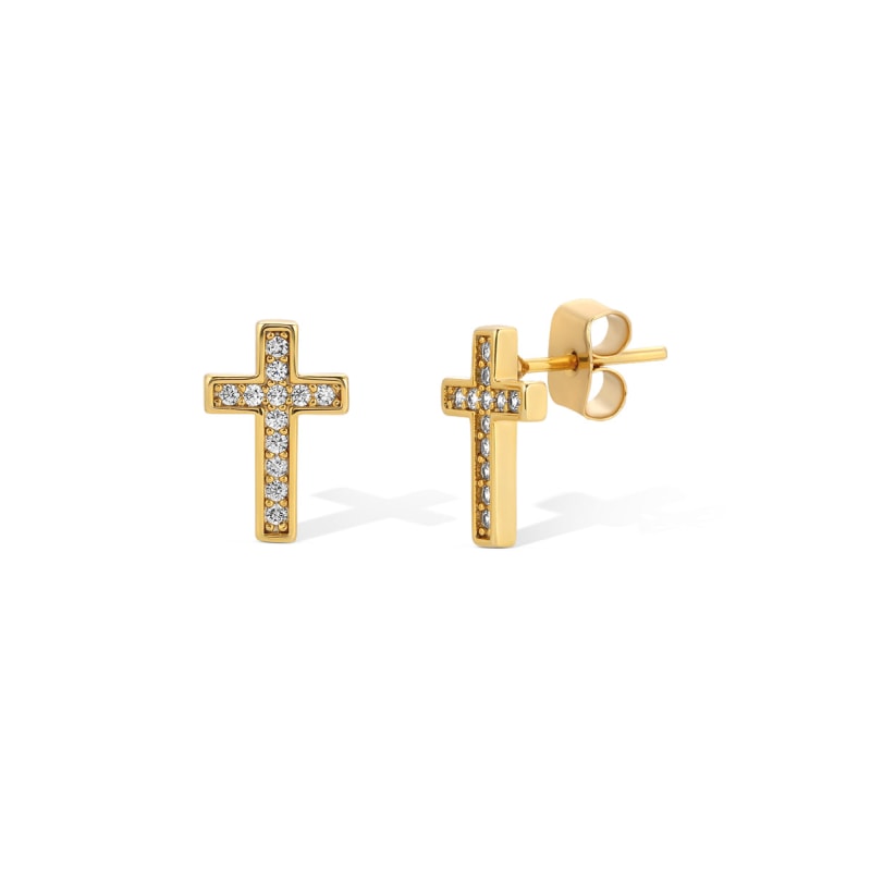 Mini cross shop stud earrings