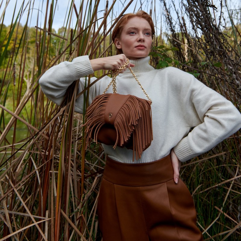 Tan fringe bag cheap