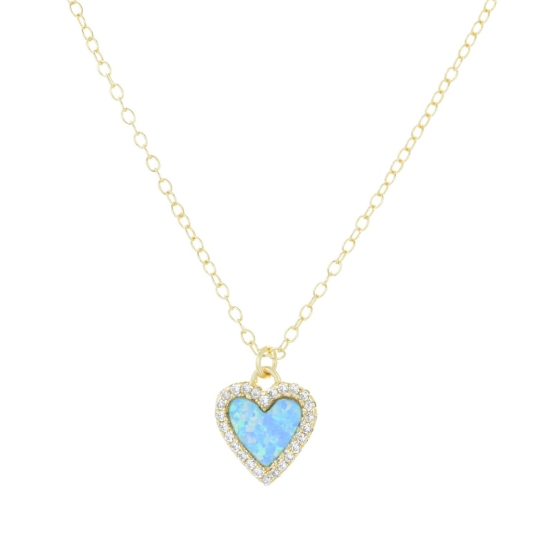 Thumbnail of Mini Opal Heart Necklace With Crystals - Light Blue image