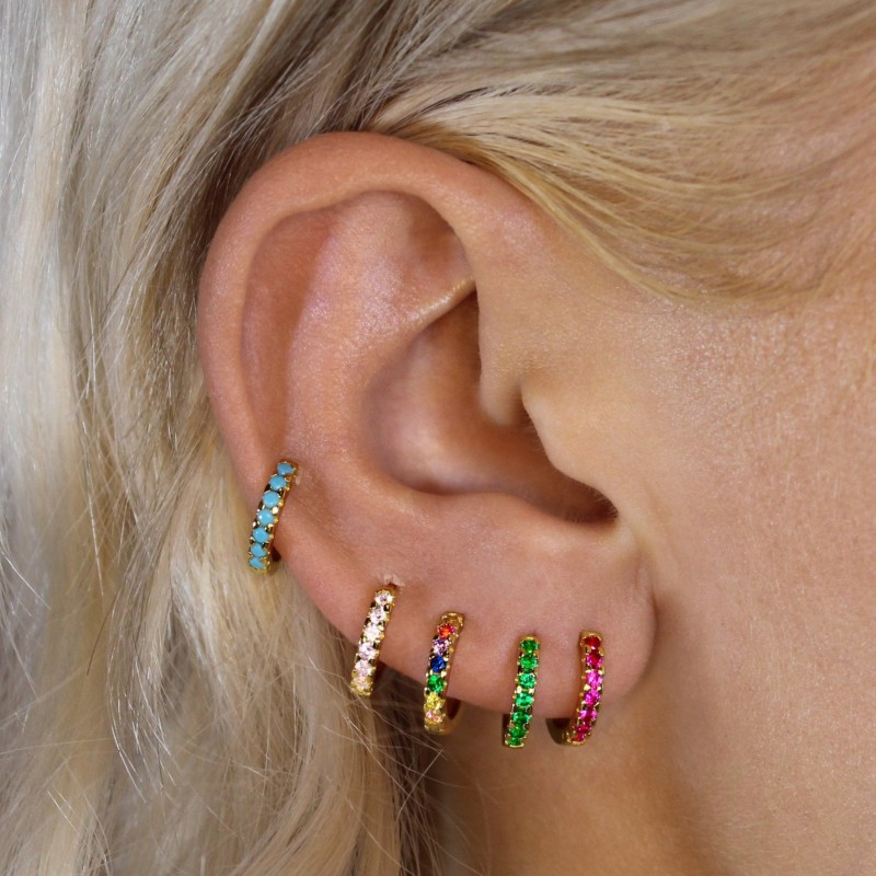 Rainbow pave earrings deals