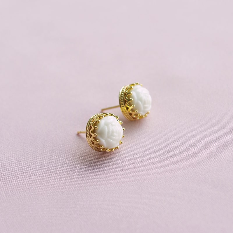 Thumbnail of Mini Porcelain Rose Stud Earrings image