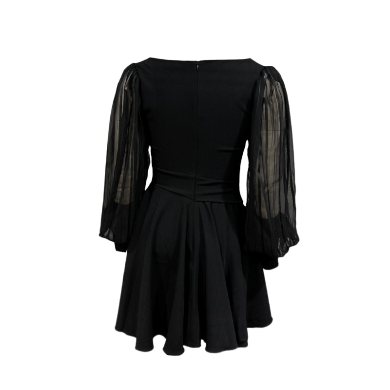 Thumbnail of Mini Skater Stripe Black Matte Dress With Long See-Through Sleeve image