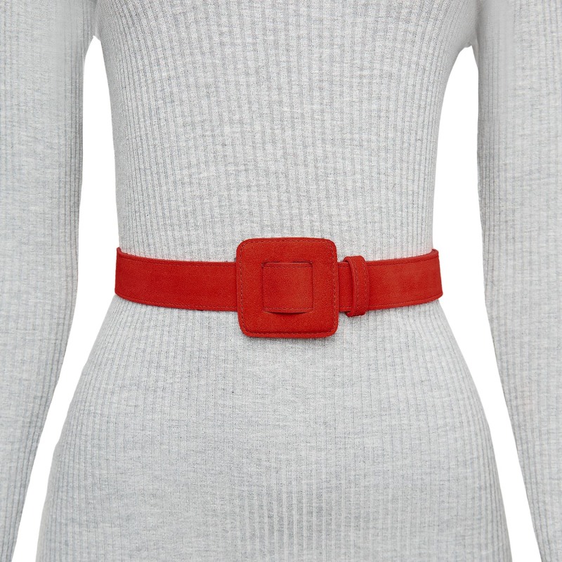 Thumbnail of Mini Square Suede Buckle Belt - Red image