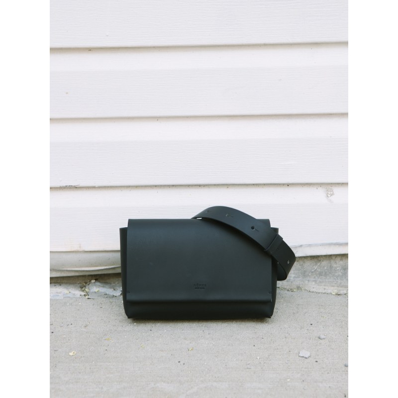 Thumbnail of Minimal Leather Travel Belt Bag- Black image