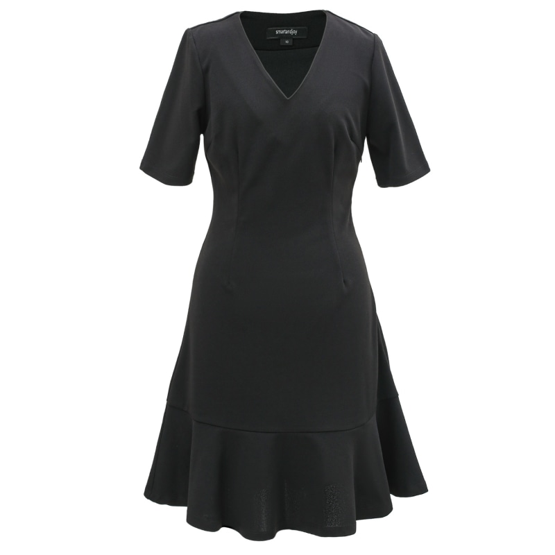 Sleeveless Shaping V-Neck Dress - Black