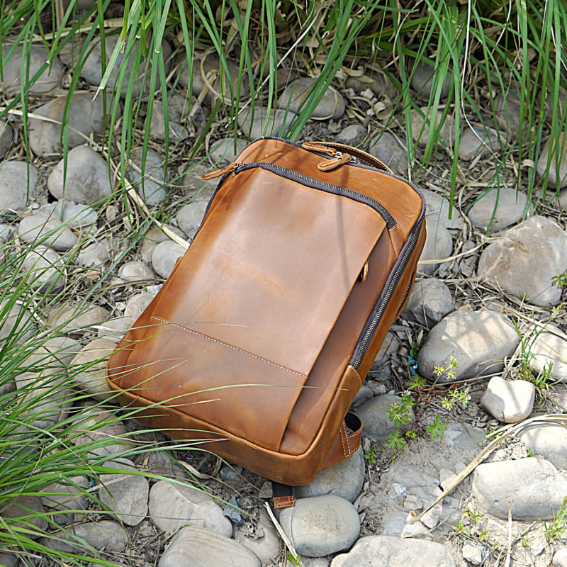 Light leather backpack top