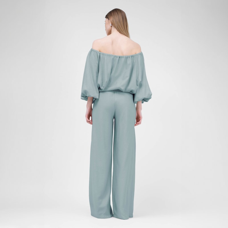 Thumbnail of Mint Linen Matching Set With Flowy Blouse And Wide Leg Trousers image