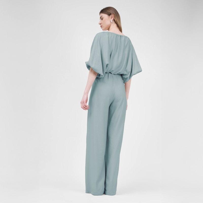 Thumbnail of Mint Linen Matching Set With Flowy Blouse And Wide Leg Trousers image