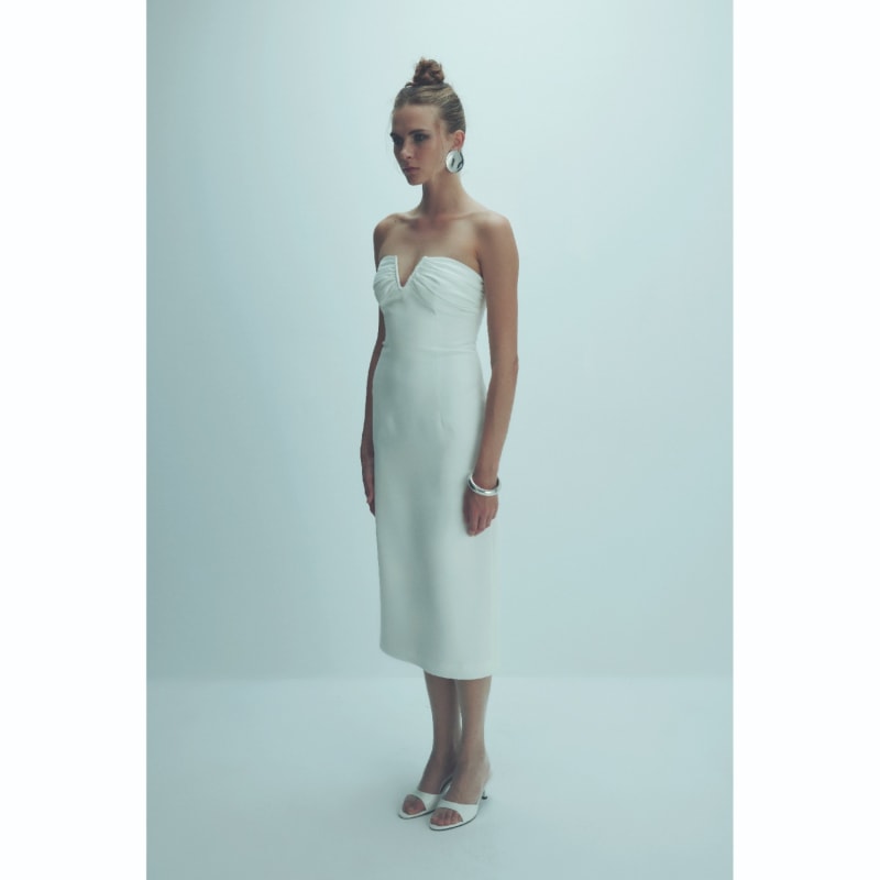 Thumbnail of Miora Crepe Midi Dress In Vanilla Ice image