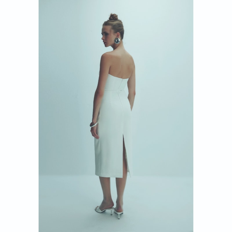 Thumbnail of Miora Crepe Midi Dress In Vanilla Ice image