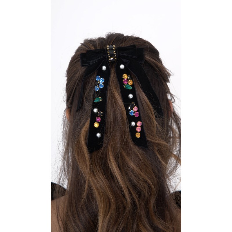 Mirage Velvet Bow Hair Clip | Storm Label | Wolf & Badger Mirage Velvet Bow Hair Clip | Storm Label | Wolf & Badger
