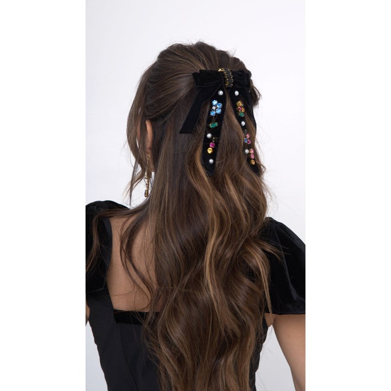 Mirage Velvet Bow Hair Clip | Storm Label | Wolf & Badger Mirage Velvet Bow Hair Clip | Storm Label | Wolf & Badger