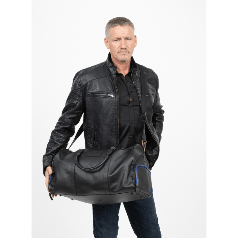 Leather duffle bag with shoe compartment cheap