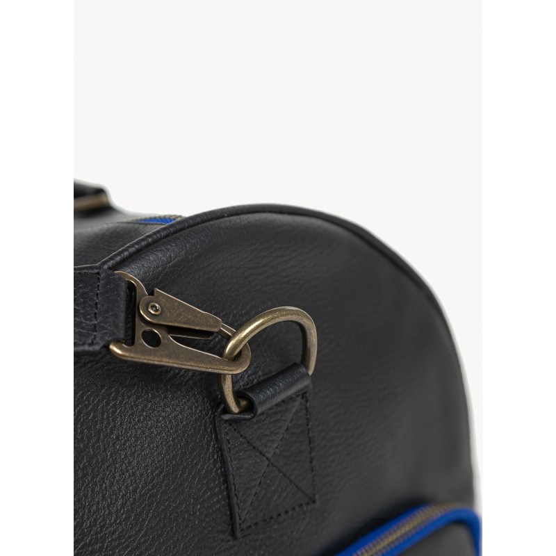 Thumbnail of Black Leather Weekender Duffle Bag With Shoe Compartment image