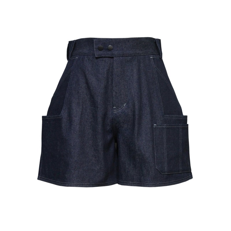 Thumbnail of Dark Blue Raw Denim Shorts image