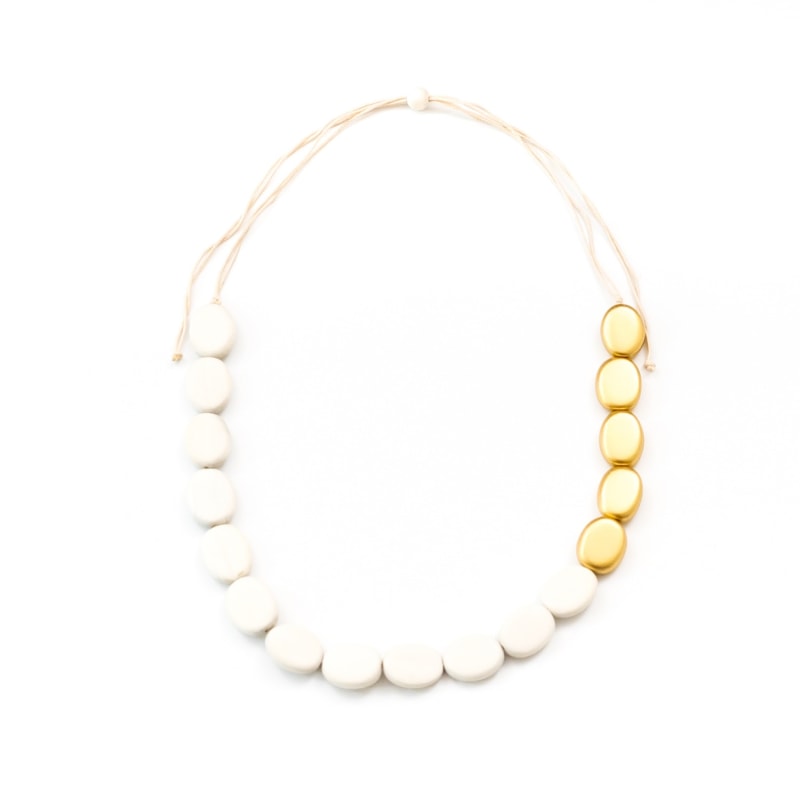 Thumbnail of Guija Statement Necklace, White & Gold image