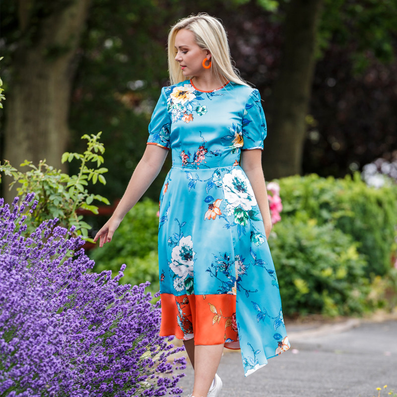 Thumbnail of Vivien Turquoise Blue Dress In Floral Print image