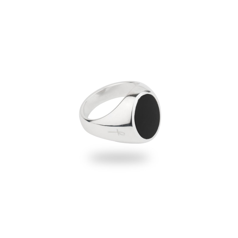 Engraved Onyx Oval Signet Ring