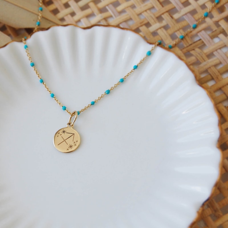 Thumbnail of 16" Turquoise Enamel Chain 9K Gold image