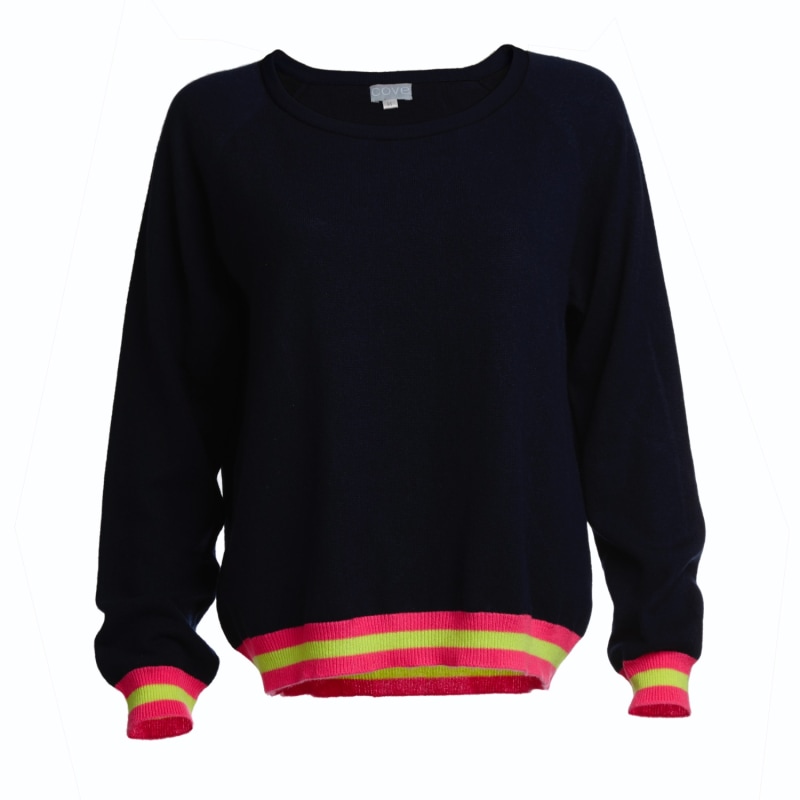 Thumbnail of Philly Navy Cashmere Jumper with Neon Stripes image