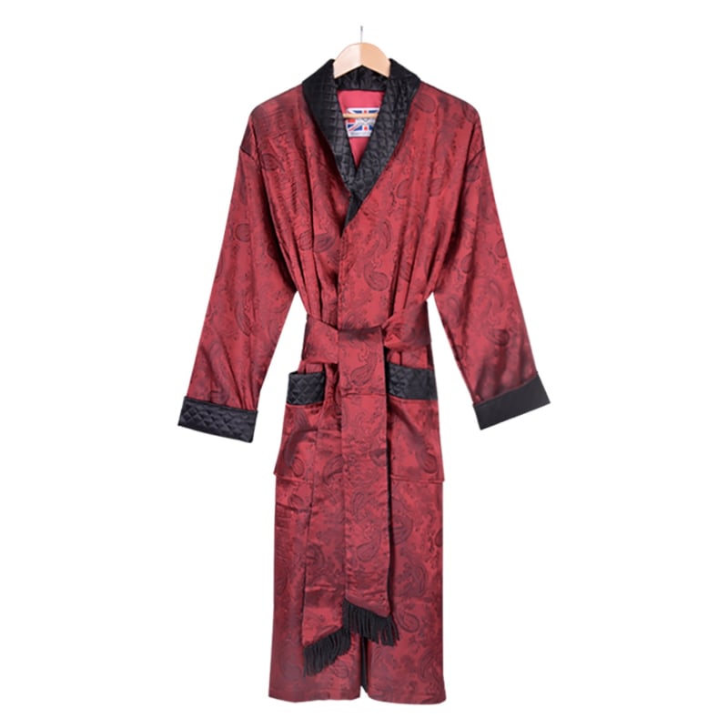 Thumbnail of Gable Mens Long Smoking Jacket - Claret image