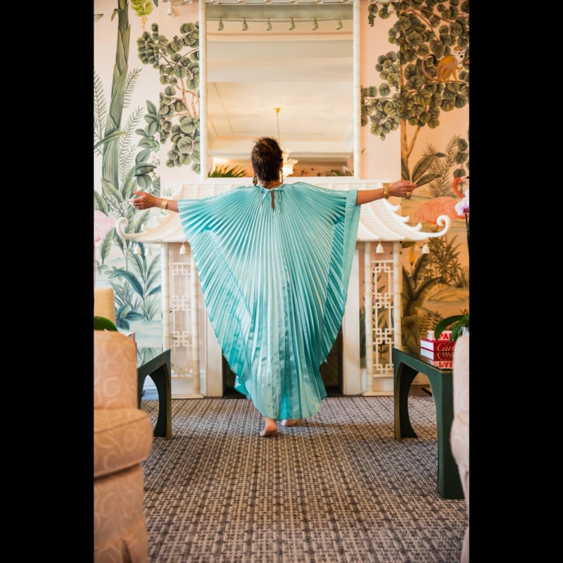 Thumbnail of Aqua Satin Hilda Caftan image