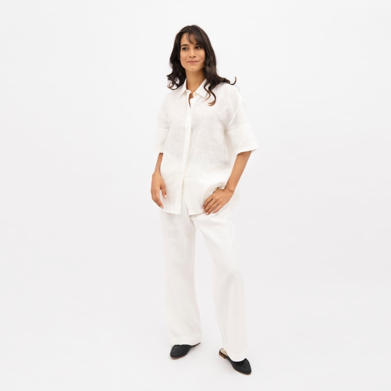 Thumbnail of Seville Linen Short Sleeves Shirt In Porcelain White image