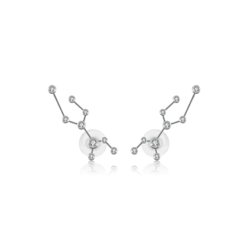 Thumbnail of Virgo Zodiac Constellation Earring 18K White Gold & Diamond image