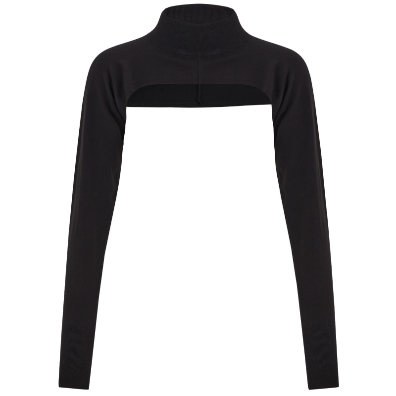 Mock Neck Long Sleeve Knitwear Super Crop Top - Black, Peraluna