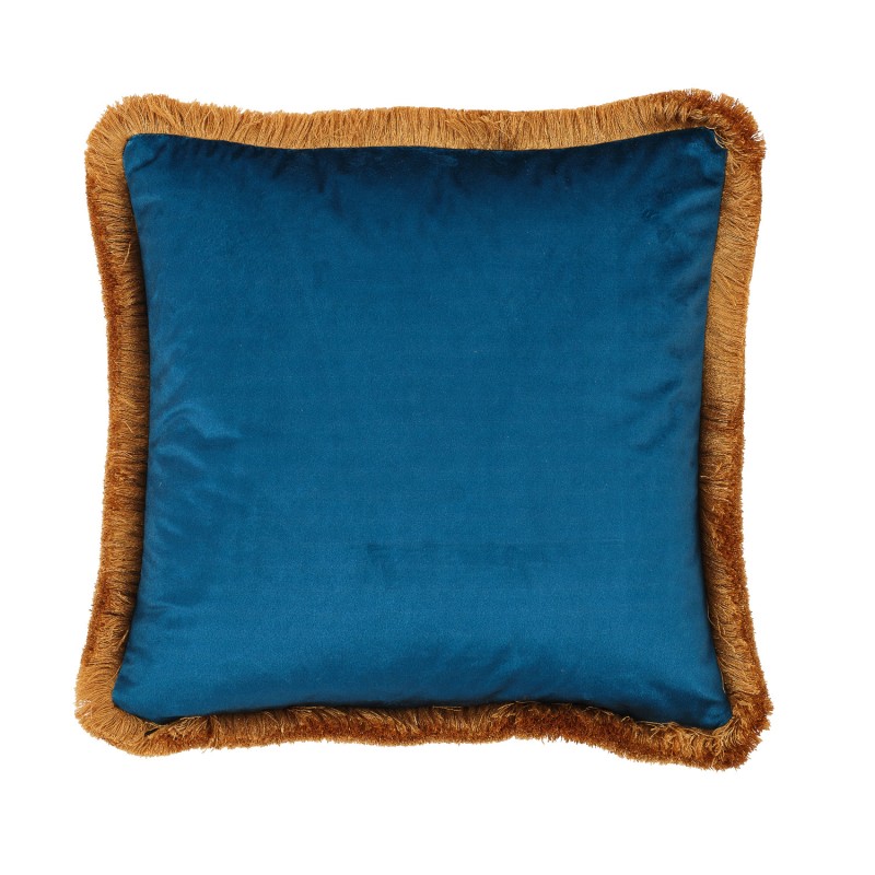 Thumbnail of Models Fringe Velvet Cushion Bayberry Blue image