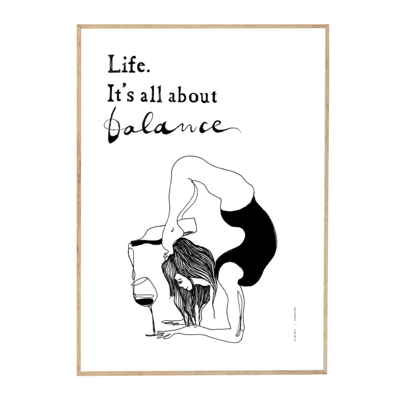 Funny Yoga Art Print With Woman In Yoga Pose Pouring A Bottle Of