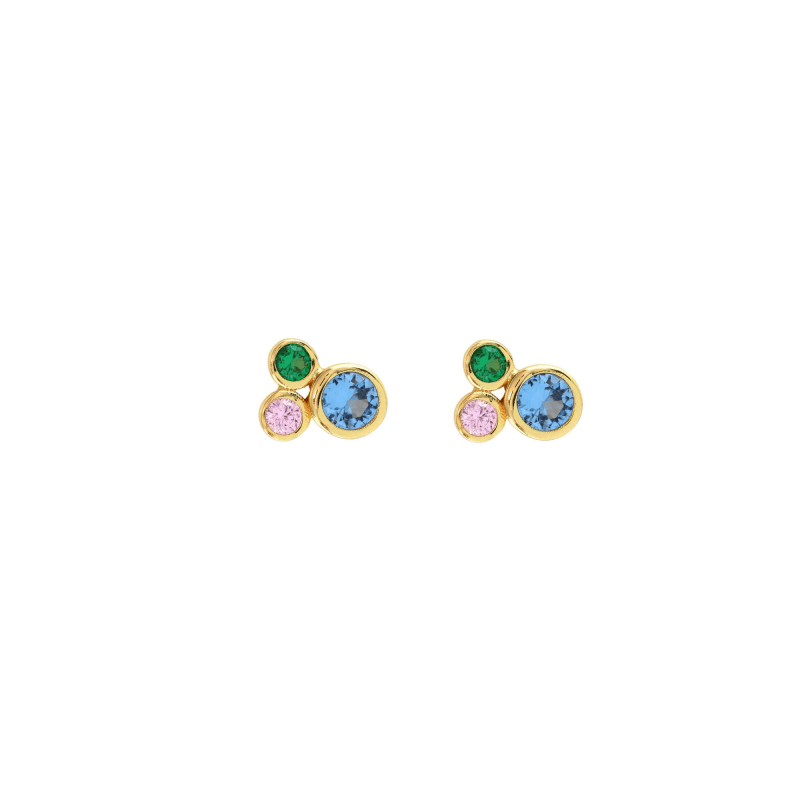 Thumbnail of Modernist Bezel Crystal Stud Earrings Gold Vermeil image