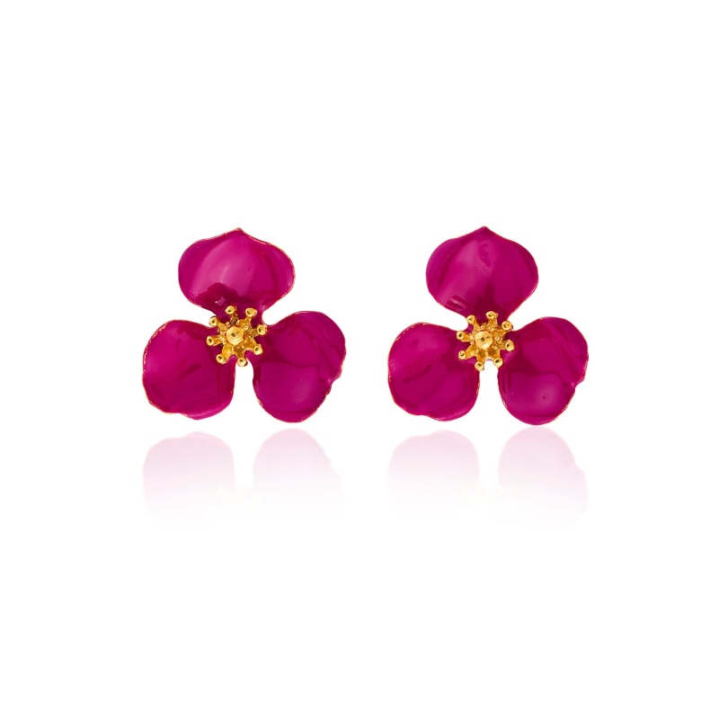 Thumbnail of Raspberry Pink Bloom Flower Earrings image